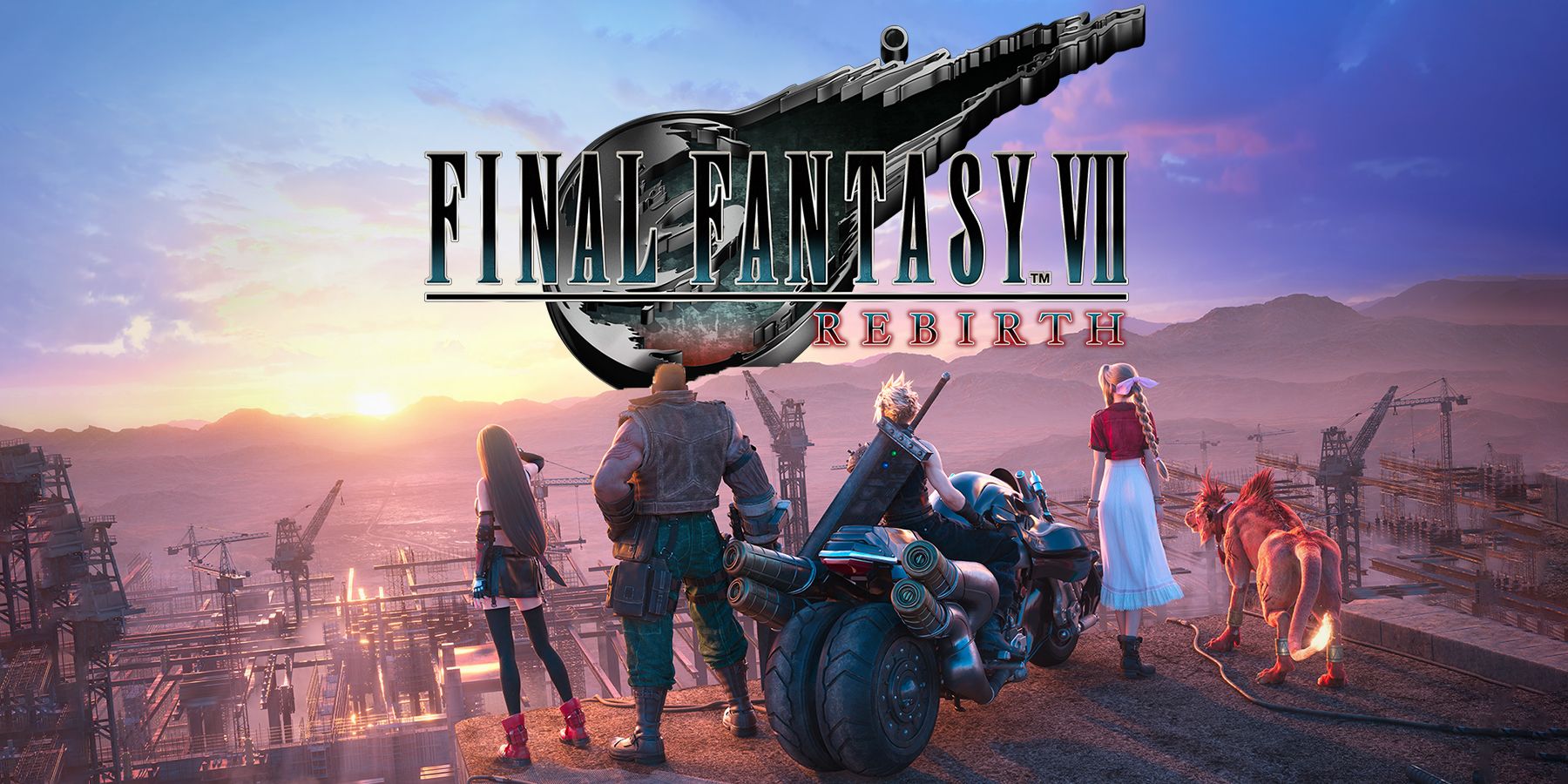 final fantasy 7 rebirth party artwork with game logo