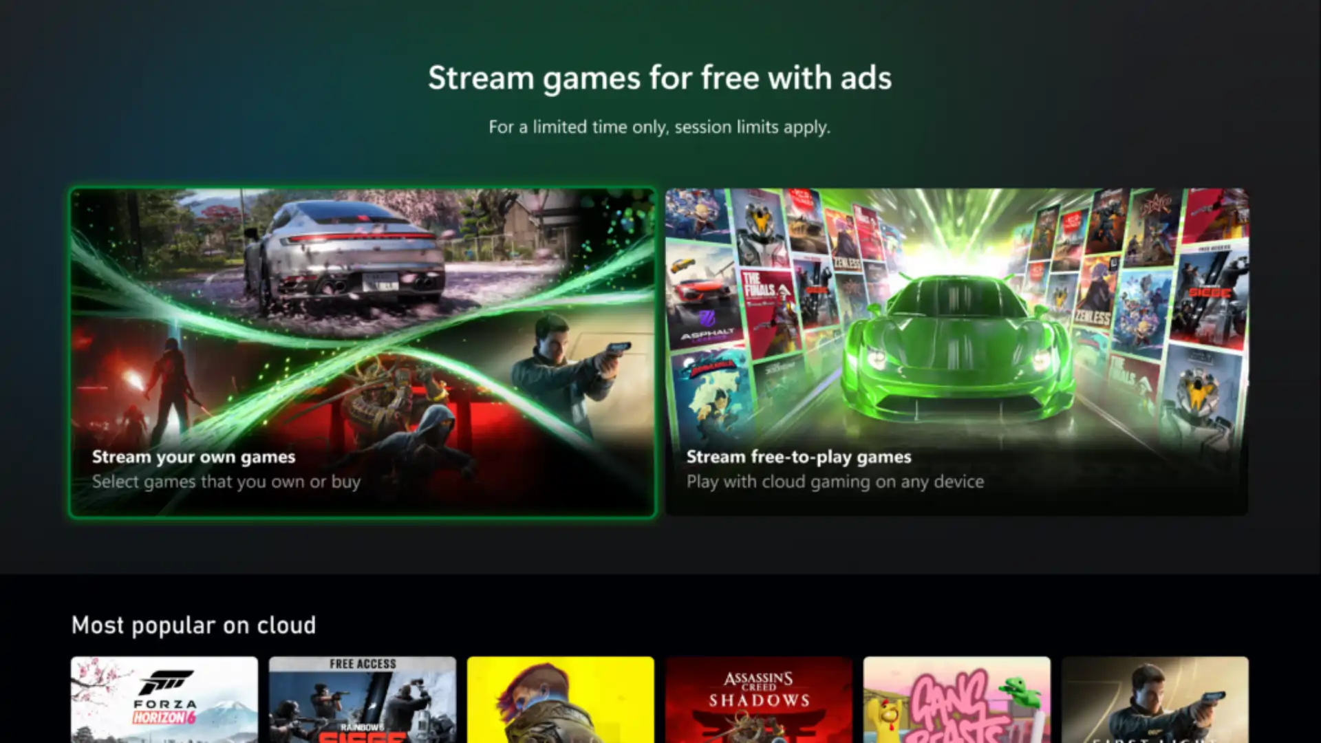 Xbox testa streaming gratuito de jogos da sua biblioteca com suporte de anúncios